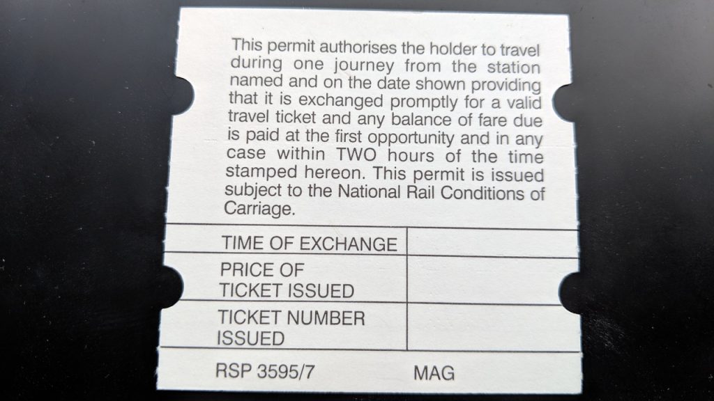 PERTIS ticket reverse side
